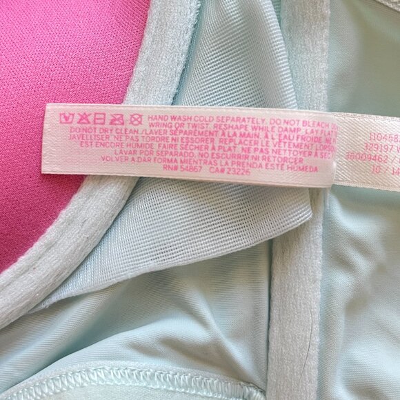 Victoria's Secret Pink Bra Bralette Medium Blue Green Cage Criss Cross Strappy - Picture 6 of 6